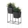 Zwarte metalen standaard voor 2 binnenplantenpotten Huas Verkoop