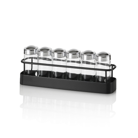 Kruidenrek voor de keuken met set van 6 glazen potjes Lyu Aanbieding