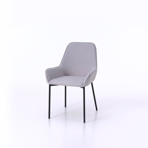Set van 4 moderne keukenstoelen in grijze stof met armleuningen Nisida Aanbieding