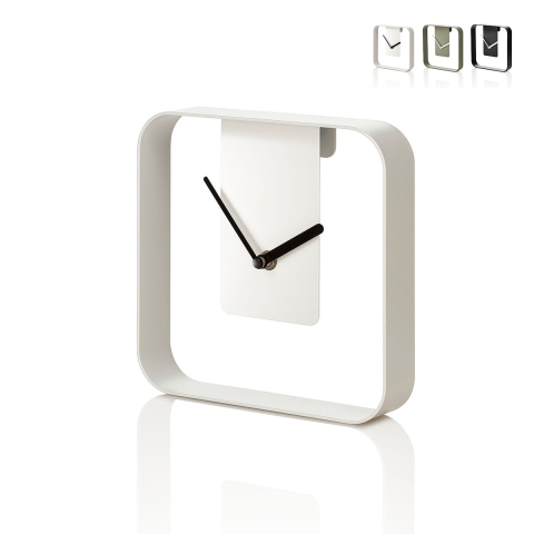 Metalen wand- en tafelklok 20x20cm modern design Nova Aanbieding