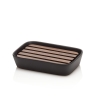 Set badkameraccessoires matzwart keramiek en walnotenhout Rodi Korting