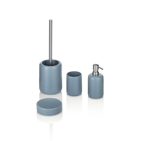 Skylar badkamerset 4-delig in matte blauwe keramiek Aanbieding