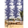 Behang voor slaapkamer en woonkamer met bloemmotief, witte en blauwe palmen Aanbod