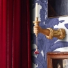 Behang voor slaapkamer en woonkamer met bloemmotief, witte en blauwe palmen Kortingen