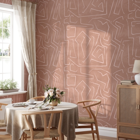 Roze en witte geometrische design zelfklevend behang Graffiti Aanbieding