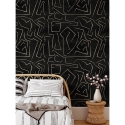 Moderne artistieke behang geometrisch design zwart goud Graffiti Kortingen