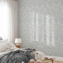 Wit en blauw damast behang voor woonkamer en slaapkamer Chic Aanbieding