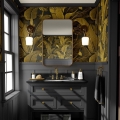 Gouden bloemen behang voor badkamer en slaapkamer Banaanstuik bladeren Aanbieding