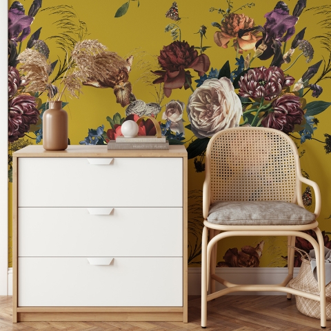 Vintage zelfklevend bloemenbehang voor woonkamer Rinascimento Aanbieding