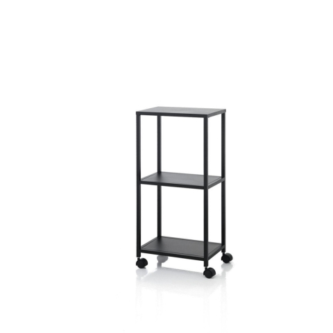 Zwart metalen opbergtrolley met wielen en 3 planken Siyo Aanbieding