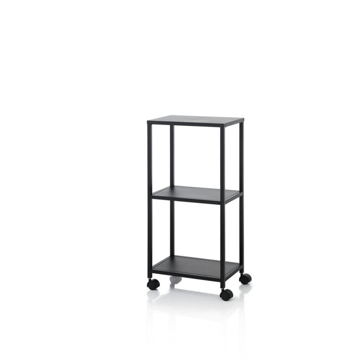 Zwart metalen opbergtrolley met wielen en 3 planken Siyo Aanbieding Zwart metalen opbergtrolley met wielen en 3 planken Siyo Aanbieding