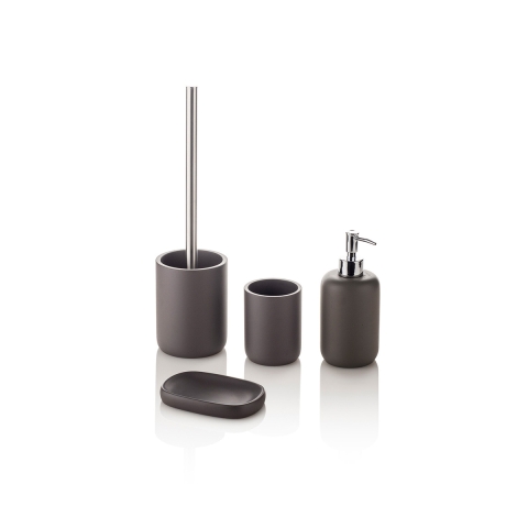 Set badkameraccessoires: dispenser, beker, zeepbakje, toiletborstelhouder grijs Zara Aanbieding