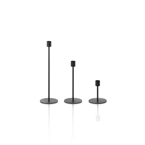 Set van 3 zwarte metalen kandelaars in minimalistische Zen-stijl Aanbieding