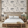 Vintage jungle dierenbehang beige voor achterwand bed Safari Aanbieding