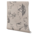 Vintage jungle dierenbehang beige voor achterwand bed Safari Aanbod