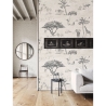 Vintage jungle dierenbehang beige voor achterwand bed Safari Korting
