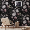 Behang met bloemenmotief voor slaapkamer shabby chic Donker Bloemenpatroon Verkoop