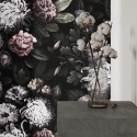 Behang met bloemenmotief voor slaapkamer shabby chic Donker Bloemenpatroon Korting