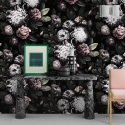 Behang met bloemenmotief voor slaapkamer shabby chic Donker Bloemenpatroon Voorraad