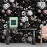 Behang met bloemenmotief voor slaapkamer shabby chic Donker Bloemenpatroon Voorraad