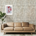 Moderne witte behang met artistiek ontwerp Graffiti Zwarte Strepen Aanbieding