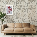 Moderne witte behang met artistiek ontwerp Graffiti Zwarte Strepen Aanbieding