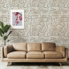 Moderne witte behang met artistiek ontwerp Graffiti Zwarte Strepen Aanbieding
