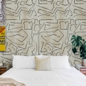 Moderne witte behang met artistiek ontwerp Graffiti Zwarte Strepen Verkoop