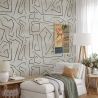 Moderne witte behang met artistiek ontwerp Graffiti Zwarte Strepen Aanbod