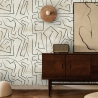 Moderne witte behang met artistiek ontwerp Graffiti Zwarte Strepen Korting