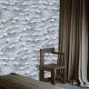 Artistiek vintage zelfklevend behang met wit-blauwe golven Zee Korting