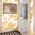 Vintage artistiek bloemenbehang wit en geel Toile de Jouy Verkoop