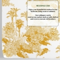 Vintage artistiek bloemenbehang wit en geel Toile de Jouy Kortingen