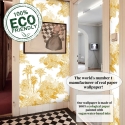 Vintage artistiek bloemenbehang wit en geel Toile de Jouy Catalogus