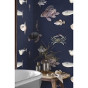 Moderne realistische maritieme designbehang Tropische Blauwe Vissen Aanbod
