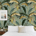 Zelfklevend jungle behang met groene tropische bosbomen Aanbieding
