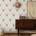 Vintage geometrisch behang in zwart en wit Art Déco-design Aanbieding