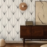 Vintage geometrisch behang in zwart en wit Art Déco-design Aanbieding