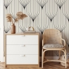 Vintage geometrisch behang in zwart en wit Art Déco-design Aanbod