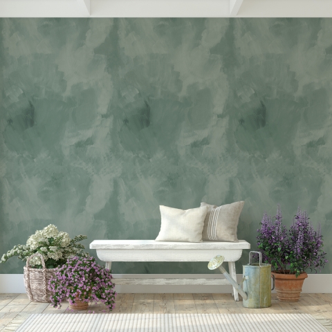 Elegante zelfklevend behang voor woonkamer Stucco Veneziano Groen Aanbieding