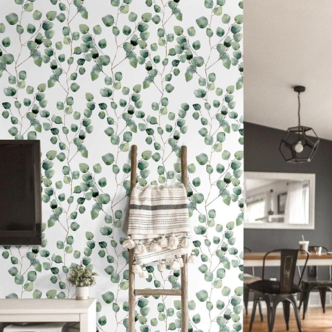 Behang bladeren voor keuken, woonkamer, slaapkamer Eucalyptus Aanbieding