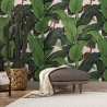 Bloemen jungle behang voor woonkamer Roze Bananenbladeren Catalogus