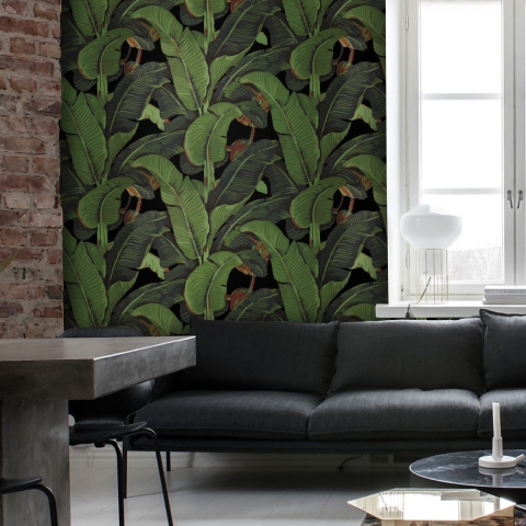Design behang zelfklevend jungle natuur Zwarte Bananenblad Aanbieding