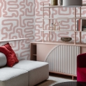 Moderne geometrisch design behang Abstract Wit en Roze Korting