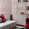 Moderne geometrisch design behang Abstract Wit en Roze Korting