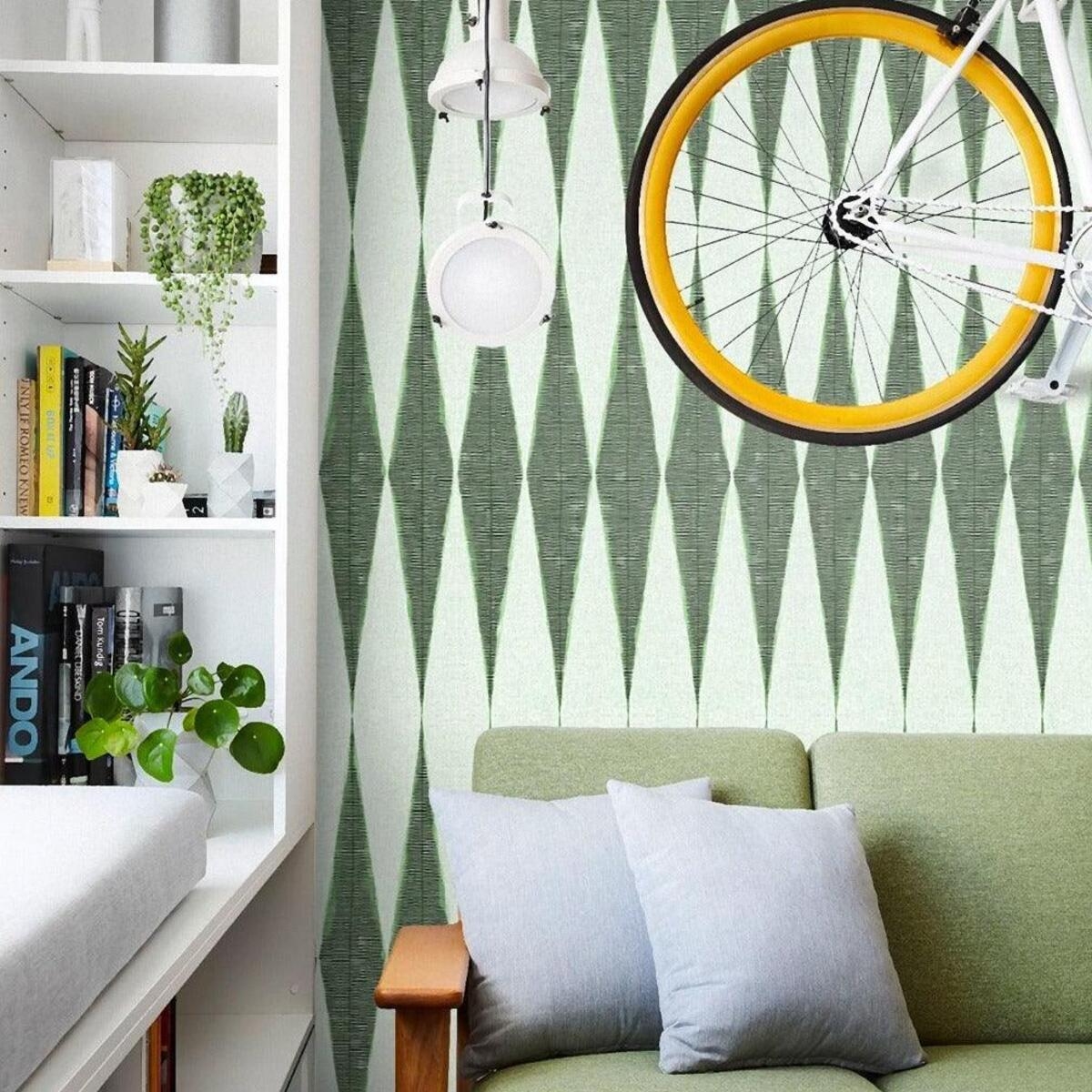 Groene geometrische vintage design behang voor woonkamer Chevron Aanbieding Groene geometrische vintage design behang voor woonkamer Chevron Aanbieding