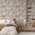 Elegante beige bloemenbehang voor slaapkamer, Hedera bladeren Aanbieding