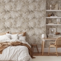 Elegante beige bloemenbehang voor slaapkamer, Hedera bladeren Aanbieding