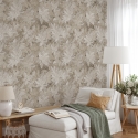 Elegante beige bloemenbehang voor slaapkamer, Hedera bladeren Aanbod