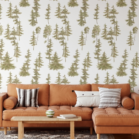 Zelfklevend behang bos voor woonkamer en hal Pini Verdi Aanbieding